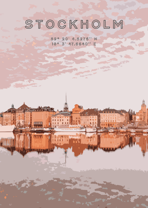 Stockholm - Altstadt-Illustrationsposter