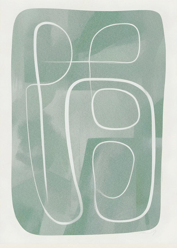 Green Abstract Line Poster